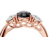 Rose gold Three-Stone Fancy Black Pear Cut Diamond Engagement Ring with Prong Setting_7