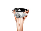 Rose gold Three-Stone Fancy Black Pear Cut Diamond Engagement Ring with Prong Setting_8