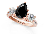 Rose gold Three-Stone Fancy Black Pear Cut Diamond Pavé Band with Four-Prong Setting_1