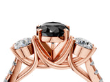 Rose gold Three-Stone Fancy Black Pear Cut Diamond Pavé Band with Four-Prong Setting_4