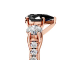 Rose gold Three-Stone Fancy Black Pear Cut Diamond Pavé Band with Four-Prong Setting_5