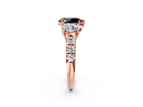 Rose gold Three-Stone Fancy Black Pear Cut Diamond Pavé Band with Prong Setting_2