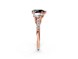 Rose gold Three-Stone Fancy Black Pear Cut Diamond Ring with Pavé Band and Prong Setting_26