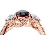 Rose gold Three-Stone Fancy Black Pear Cut Diamond Ring with Pavé Band and Prong Setting_28