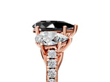 Rose gold Three-Stone Fancy Black Pear Cut Diamond Ring with Pavé Band and Prong Setting_29