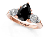 Rose gold Three-Stone Fancy Black Pear Cut Diamond Ring with Pear Side Stones and Four-Prong Setting_1