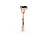 Rose gold Three-Stone Fancy Black Pear Cut Diamond Ring with Pear Side Stones and Four-Prong Setting_2