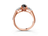Rose gold Three-Stone Fancy Black Pear Cut Diamond Ring with Pear Side Stones and Four-Prong Setting_3