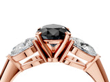 Rose gold Three-Stone Fancy Black Pear Cut Diamond Ring with Pear Side Stones and Four-Prong Setting_4