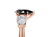 Rose gold Three-Stone Fancy Black Pear Cut Diamond Ring with Pear Side Stones and Four-Prong Setting_5