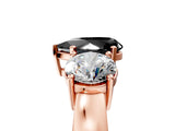 Rose gold Three-Stone Fancy Black Pear Cut Diamond Ring with Round Side Stones, Classic Band, and Four-Prong Setting_5