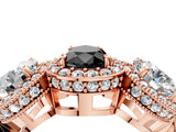 Rose gold Three-Stone Fancy Black Pear Cut Halo Diamond Milgrain Band with Four-Prong Setting_10