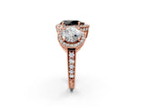 Rose gold Three-Stone Fancy Black Pear Cut Halo Diamond Milgrain Band with Four-Prong Setting_2