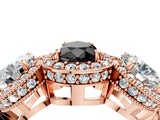 Rose gold Three-Stone Fancy Black Pear Cut Halo Diamond Milgrain Band with Four-Prong Setting_4