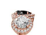 Rose gold Three-Stone Fancy Black Pear Cut Halo Diamond Milgrain Band with Four-Prong Setting_5