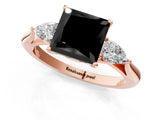 Rose gold Three-Stone Fancy Black Princess Cut Brilliant Diamond Solitaire Ring with Tapered Band and Four-Prong Setting_4