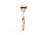 Rose gold Three-Stone Fancy Black Princess Cut Brilliant Diamond Solitaire Ring with Tapered Band and Four-Prong Setting_5