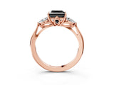 Rose gold Three-Stone Fancy Black Princess Cut Brilliant Diamond Solitaire Ring with Tapered Band and Four-Prong Setting_6