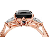 Rose gold Three-Stone Fancy Black Princess Cut Brilliant Diamond Solitaire Ring with Tapered Band and Four-Prong Setting_7