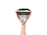 Rose gold Three-Stone Fancy Black Princess Cut Brilliant Diamond Solitaire Ring with Tapered Band and Four-Prong Setting_8