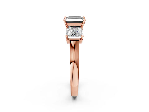Rose gold Three-Stone Fancy Black Princess Cut Brilliant Diamond Trellis Ring with Comfort Fit Band_2
