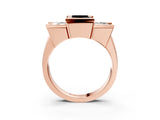 Rose gold Three Stone Fancy Black Princess Cut Cut Channel Set Diamond Ring_3
