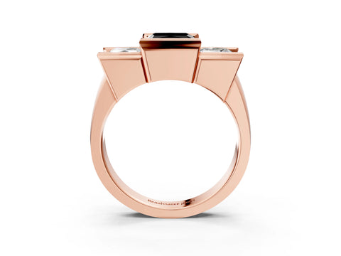 Rose gold Three Stone Fancy Black Princess Cut Cut Channel Set Diamond Ring_3