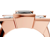 Rose gold Three Stone Fancy Black Princess Cut Cut Channel Set Diamond Ring_4