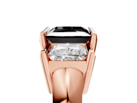 Rose gold Three Stone Fancy Black Princess Cut Cut Channel Set Diamond Ring_5