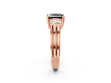 Rose gold Three-Stone Fancy Black Princess Cut Cut Classic Band Prong Setting Ring_2
