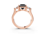 Rose gold Three-Stone Fancy Black Princess Cut Cut Classic Band Prong Setting Ring_3