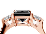 Rose gold Three-Stone Fancy Black Princess Cut Cut Classic Band Prong Setting Ring_4