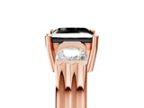 Rose gold Three-Stone Fancy Black Princess Cut Cut Classic Band Prong Setting Ring_5