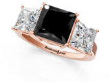 Rose gold Three-Stone Fancy Black Princess Cut Cut Diamond Engagement Ring with Flat Band and Four-Prong Setting_1