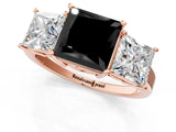 Rose gold Three-Stone Fancy Black Princess Cut Cut Diamond Engagement Ring with Flat Band and Four-Prong Setting_13