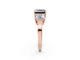 Rose gold Three-Stone Fancy Black Princess Cut Cut Diamond Engagement Ring with Flat Band and Four-Prong Setting_14