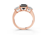 Rose gold Three-Stone Fancy Black Princess Cut Cut Diamond Engagement Ring with Flat Band and Four-Prong Setting_15