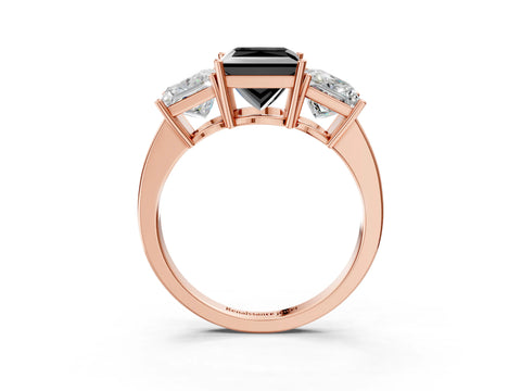 Rose gold Three-Stone Fancy Black Princess Cut Cut Diamond Engagement Ring with Flat Band and Four-Prong Setting_15