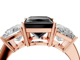 Rose gold Three-Stone Fancy Black Princess Cut Cut Diamond Engagement Ring with Flat Band and Four-Prong Setting_16