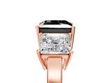 Rose gold Three-Stone Fancy Black Princess Cut Cut Diamond Engagement Ring with Flat Band and Four-Prong Setting_17