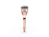 Rose gold Three-Stone Fancy Black Princess Cut Cut Diamond Engagement Ring with Flat Band and Four-Prong Setting_2