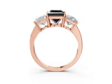 Rose gold Three-Stone Fancy Black Princess Cut Cut Diamond Engagement Ring with Flat Band and Four-Prong Setting_3