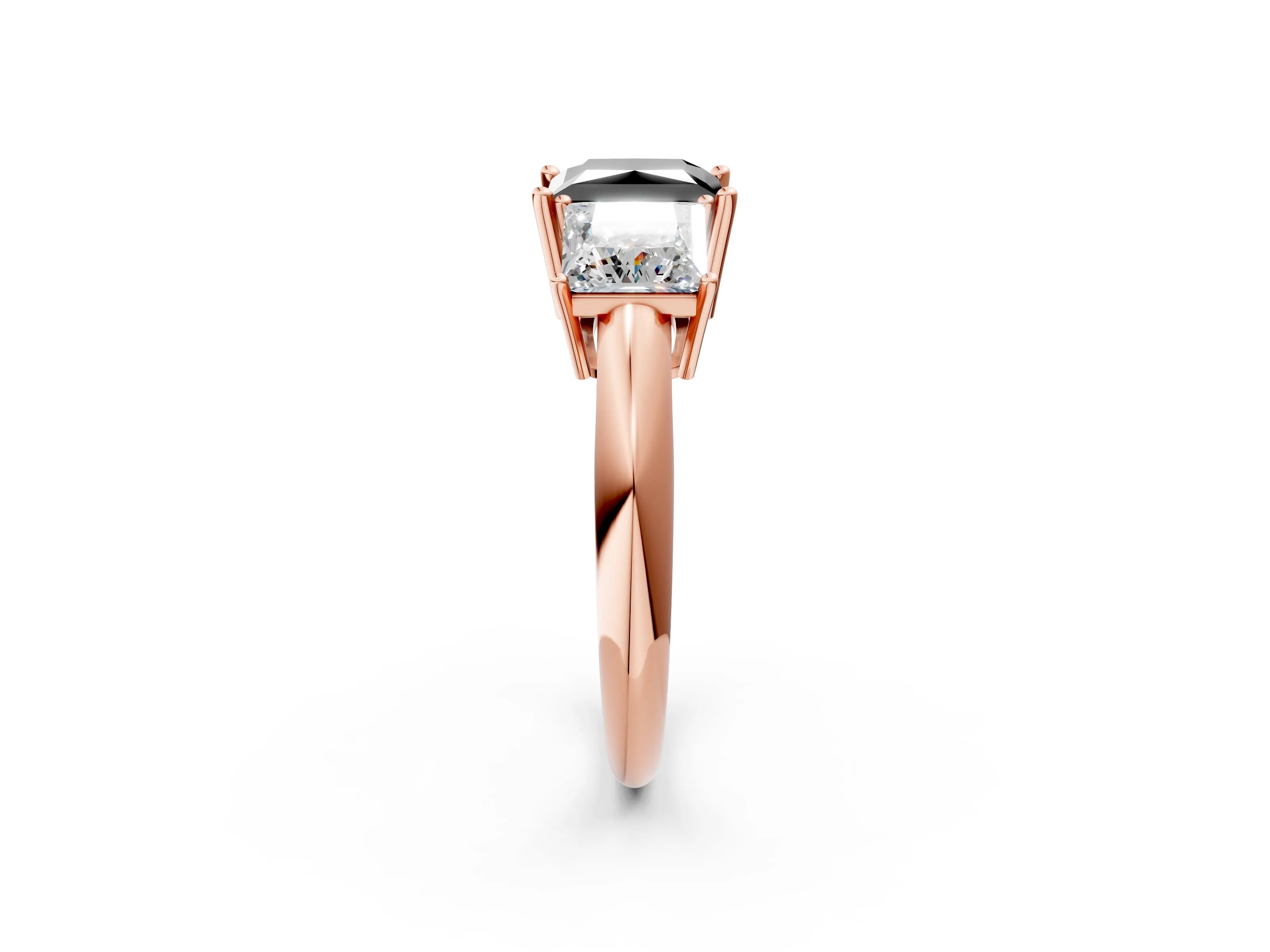 Rose gold Three-Stone Fancy Black Princess Cut Cut Diamond Engagement Ring with Prong Setting on a White Gold Band_2