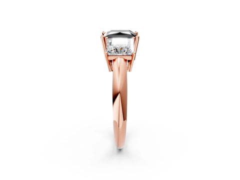 Rose gold Three-Stone Fancy Black Princess Cut Cut Diamond Engagement Ring with Prong Setting on a White Gold Band_2
