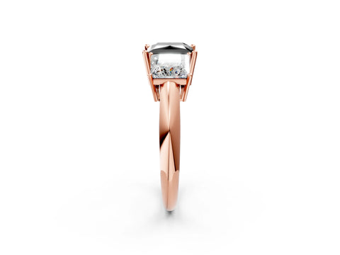 Rose gold Three-Stone Fancy Black Princess Cut Cut Diamond Engagement Ring with Prong Setting on a White Gold Band_50