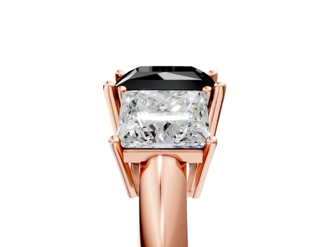 Rose gold Three-Stone Fancy Black Princess Cut Cut Diamond Engagement Ring with Prong Setting on a White Gold Band_5