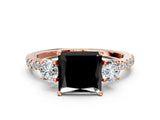 Rose gold Three-Stone Fancy Black Princess Cut Cut Diamond Pavé Band with Prong Setting_27