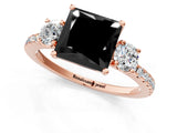 Rose gold Three-Stone Fancy Black Princess Cut Cut Diamond Pavé Band with Prong Setting_28