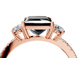 Rose gold Three-Stone Fancy Black Princess Cut Cut Diamond Pavé Band with Prong Setting_31