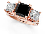 Rose gold Three-Stone Fancy Black Princess Cut Cut Diamond Ring with Channel-Set Band and Four-Prong Setting_13